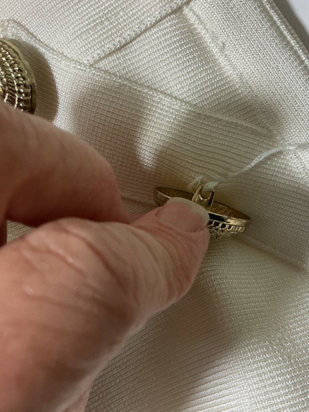 House of CB Ivory Gold Button Flare Bandage Bardot Pants FLAWED S - Picture 8 of 10